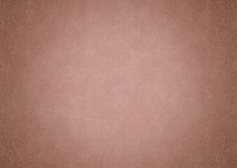 Hand-drawn unique abstract ornament. Light semi transparent pale pink on a pale pink background, with vignette of same pattern in golden glitter on a darker color. Paper texture. A4. (pattern: p13-2c)