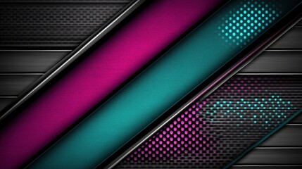 Abstract Geometric Texture Background with Pink Turquoise and Dark Gray Diagonal Stripes