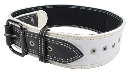 White Weightlifting Belt on White Background