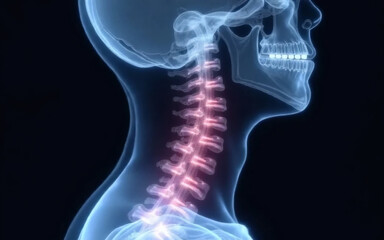 A side-by-side X-ray-style medical illustration comparing a healthy bone structure with an osteoporotic bone. 