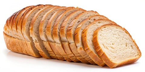 Sliced Loaf of Bread on White Background