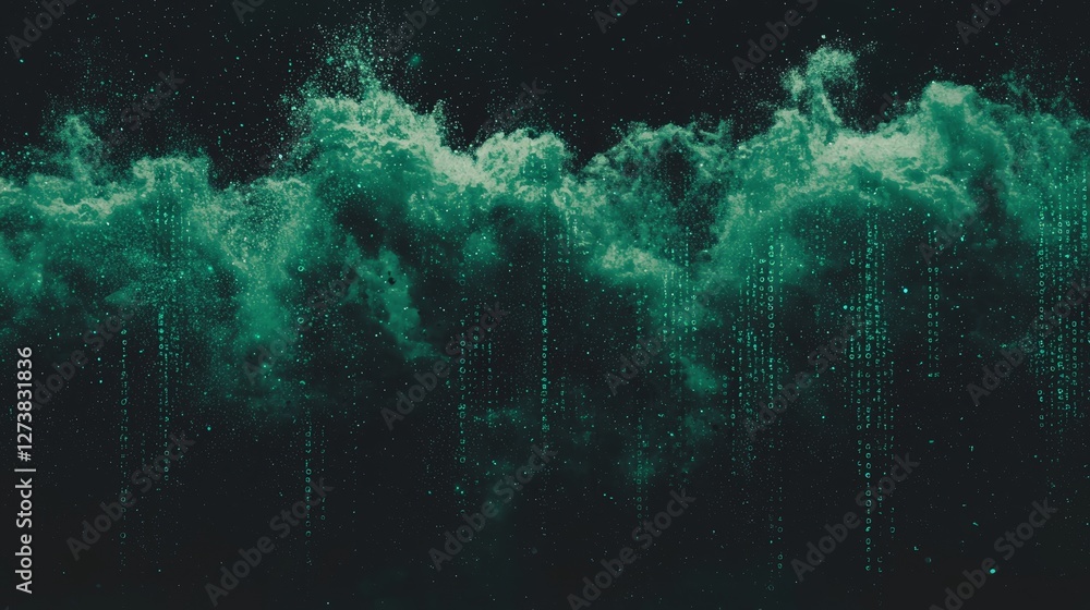 Poster background in data technology, including big data visualization, the flow of data, information code,