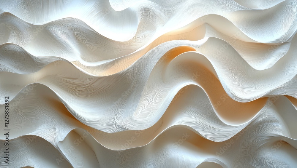 Poster an abstract representation of a wave in white and grey is what the image is