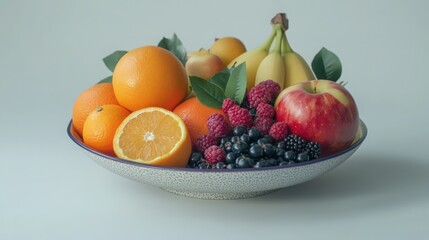 Assortment of fresh fruits arranged in a bowl, healthy eating concept