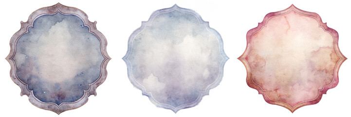 Soft watercolor backgrounds, elegant frame designs, pastel color palette, versatile for invitations, artistic decor.