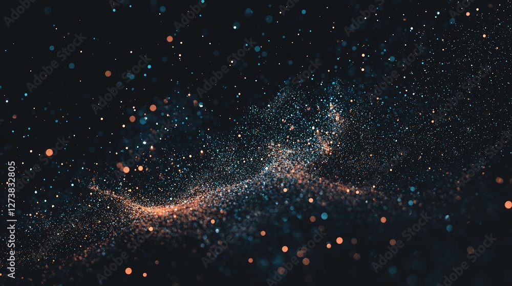 Poster an abstract polygonal space with a network connection structure is set against a dark background fil