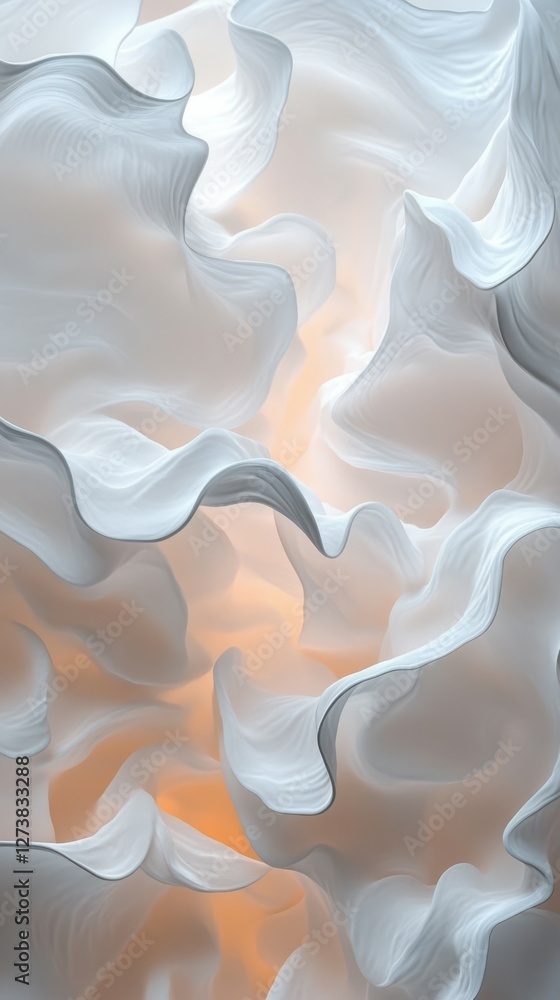 Poster light flows through delicate white fabric creating a luminous and serene atmosphere in a contemporar