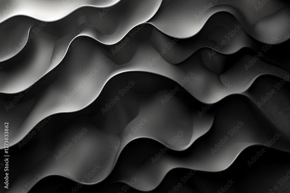 Poster elements of black paper form a composition for an abstract background