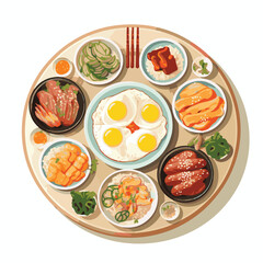 korean, traditional, food, asian, background, korea, culture, design, asia, korean food, delicious, kimchi, cuisine, lunch, illustration, dinner, dish, tasty, meal, symbol, vegetable, healthy, spicy, 
