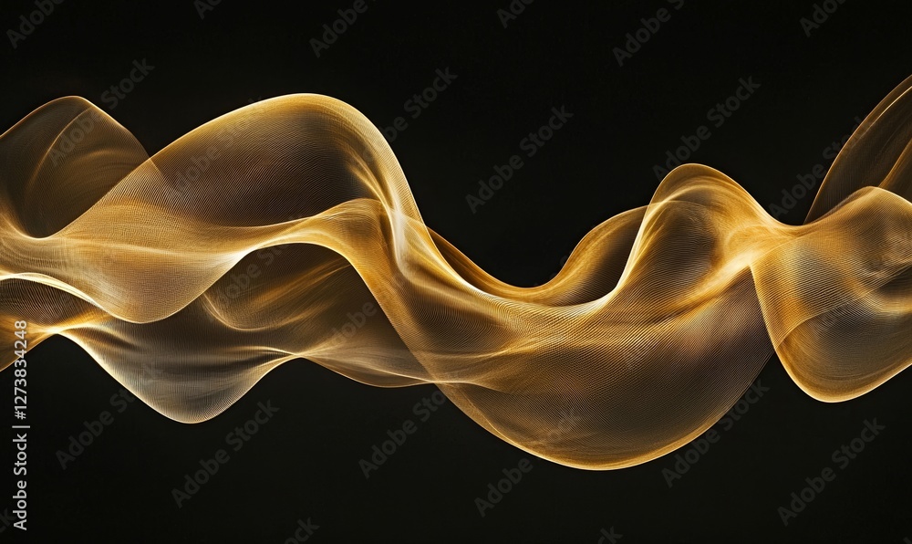 Poster the effect of curved lines of light on a black background is shiny and glowing