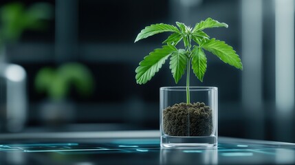 High-tech lab featuring cannabis research and biotech innovations
