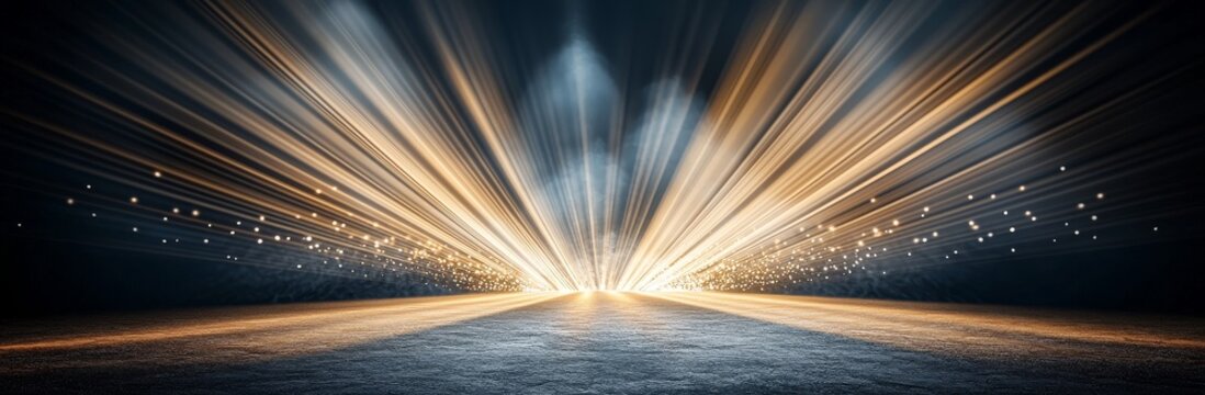 On stages with ramps at Concerts and Fashion Shows, a moving lighting performance is created with a downward beam of yellow and blue light, utilizing new LED par technology for increased color