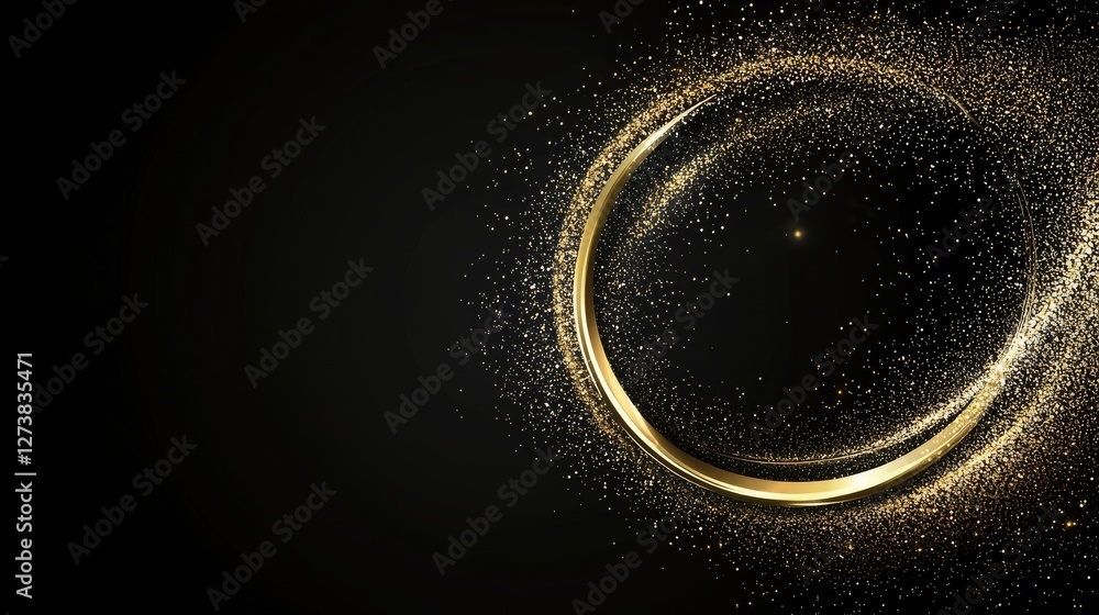 Poster a black background serves as the base for an abstract modern design consisting of a golden circle an