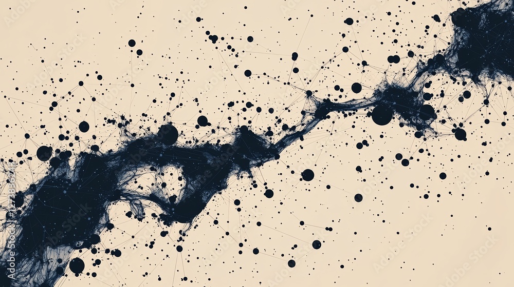 Poster abstract background featuring dots and connecting lines represents a futuristic cyber technology and