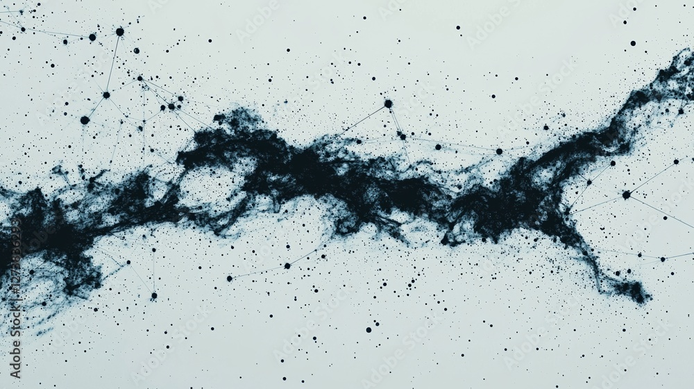 Poster cyber technology and network connection concepts are represented by an abstract background of dots a