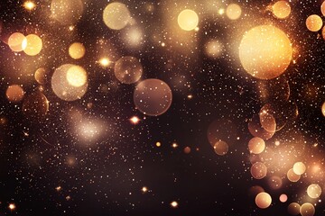 A light and gold background is created by glittering festive Christmas lights
