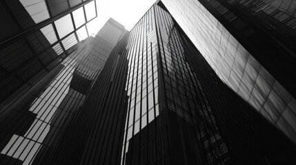 Fototapeta premium Modern Skyscrapers, Urban Cityscape, Low Angle View. Possible Use Stock Photo