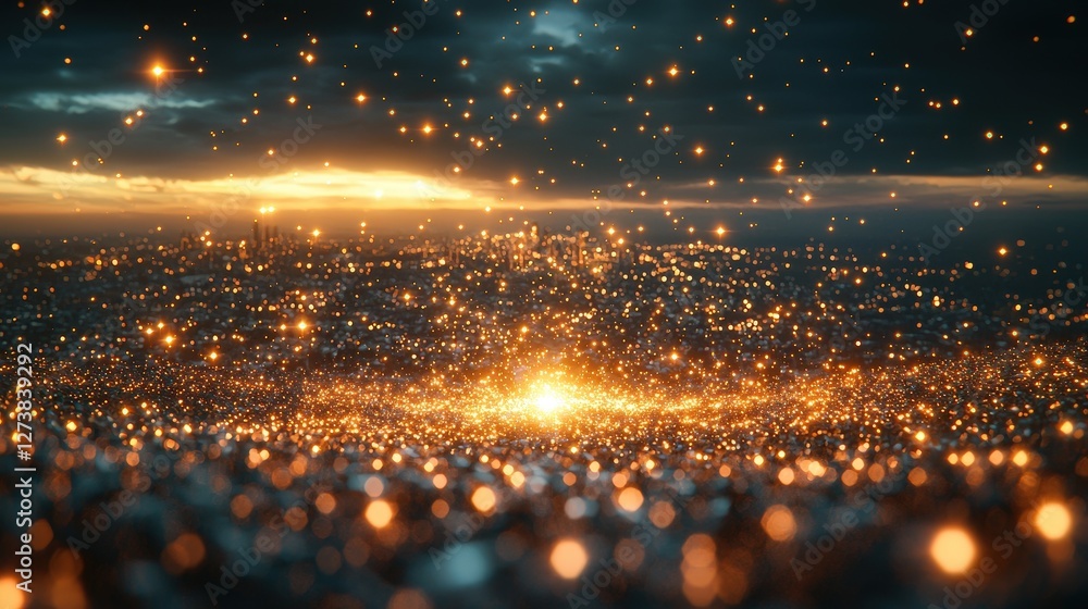 Poster a large group of bright lights creating an eyecatching display of radiance and illumination