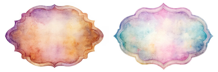 Soft watercolor backgrounds, elegant frames, pastel colors, artistic designs, versatile for invitations, branding, and decor.
