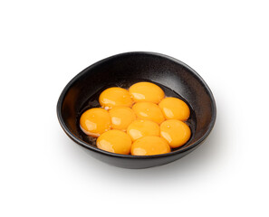 Egg Yolks in Bowl, Fresh Chicken Egg Yolk Separated from Whites for Cooking Recipe, Organic Yolks Top View