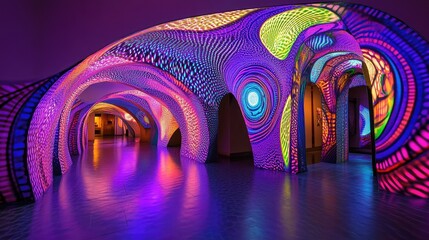 A swirling neon fractal storm, pulsating with cosmic energy and futuristic aesthetics.