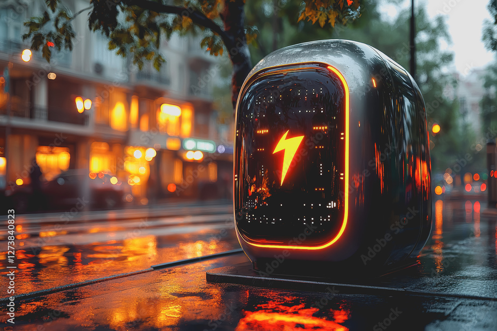 Poster clock on a wet surface with reflections showcasing time and weather elements in a still life composi
