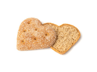 Oatmeal Bun in the Shape of a Heart Isolated, Gluten Free Flat Finnish Bread Roll
