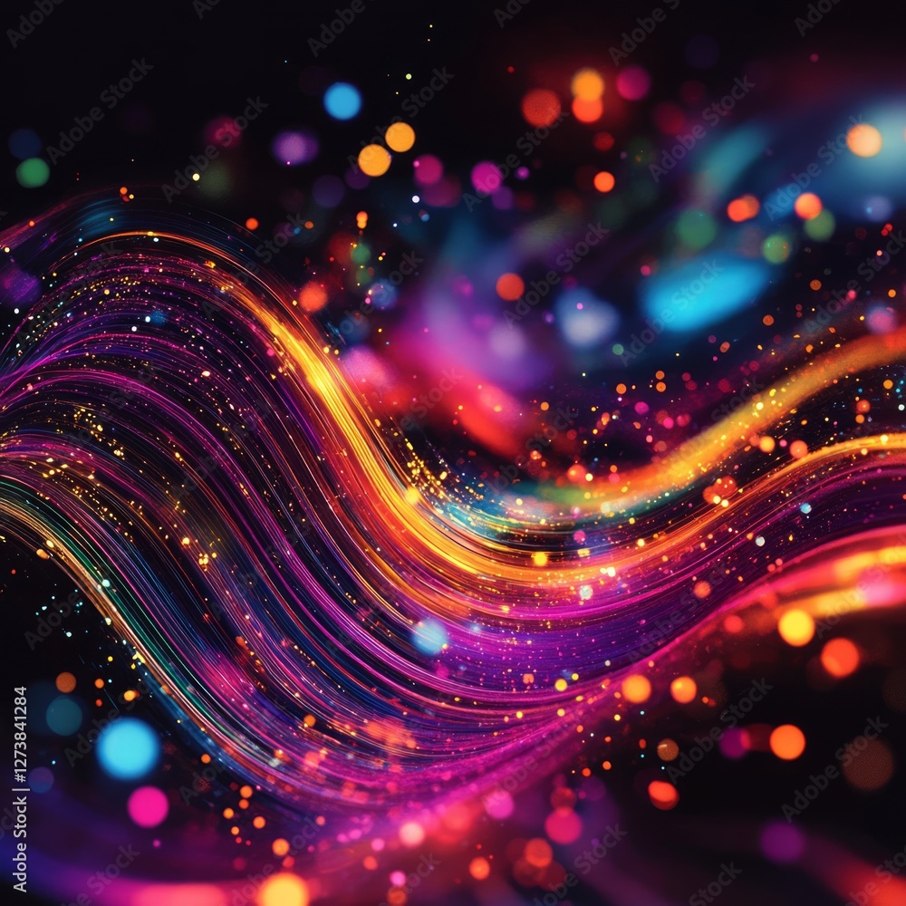 Poster abstract background concept. abstract colorful light trails and sparkle.