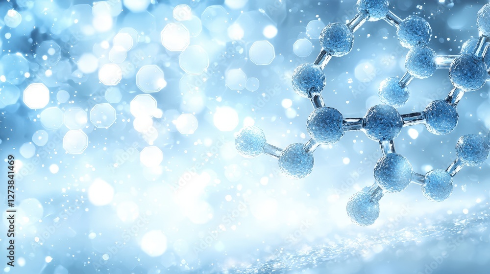 Poster a complex molecule structure displaying multiple interconnected molecules forms