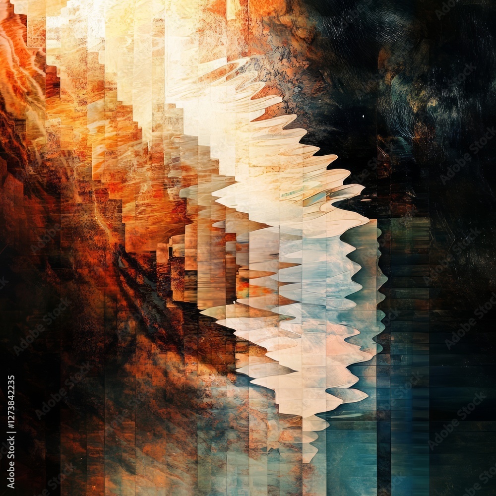 Poster abstract background concept. abstract digital painting waves of color and texture.