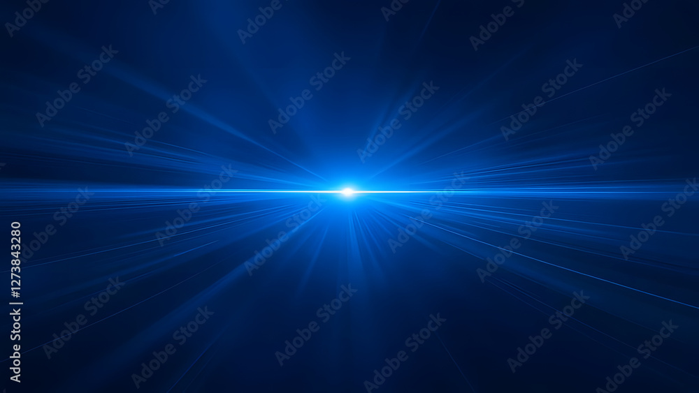 Poster blue light rays create a dynamic motion across the dark abstract backdrop