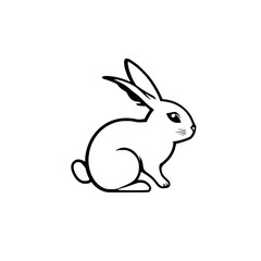 A minimalist illustration of a rabbit, shown in profile against a white background.