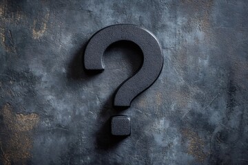 Mysterious black question mark on grunge background