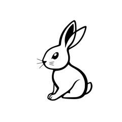 Vector illustration of a cartoon bunny, styled in black and white, against a white background.