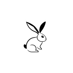 Silhouette of a sitting rabbit.