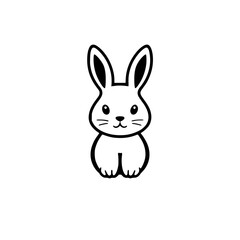Simplified Cartoon Rabbit Portrait: Black-and-White. A sweet, simple, and cute bunny.
