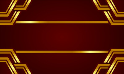 Elegant Dark Red Luxury Background with Golden Geometric Borders