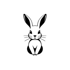 Obraz premium Simple and elegant black and white outline illustration of a bunny.
