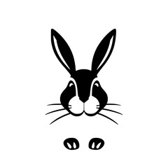 Simple, Graphic Black & White Hare Silhouette on a White Background