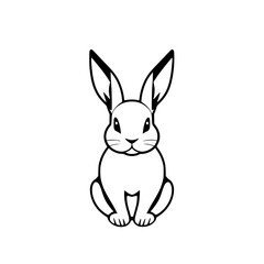 Illustration of a stylized rabbit, presented in a simplified black and white style, suitable for logos or designs.