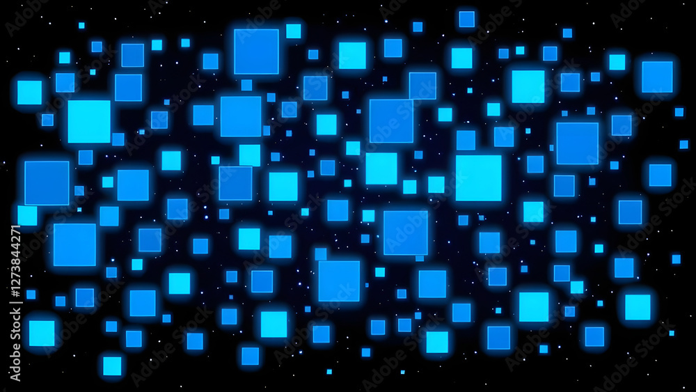 Poster abstract blue squares create a colorful mosaic pattern