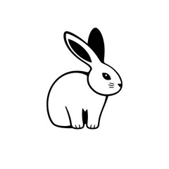Minimalist black and white illustration of a bunny. A single rabbit silhouetted on a white background.