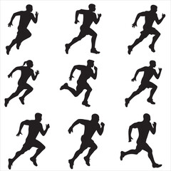 SET VECTOR VARIOUS RUN, RUNNER, RUNNING SILHOUETTES