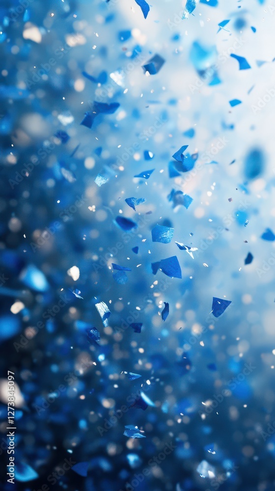 Poster bright blue shards sparkle in swirling motion, creating a mesmerizing effect that captures attention