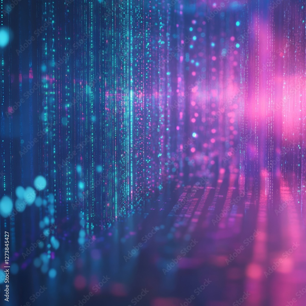 Poster abstract background concept. abstract digital data stream visualization neon pink blue.