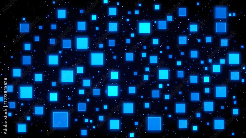 Fototapete Abstract blue squares create a colorful mosaic pattern