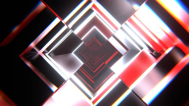 Red and White Shape-Shifting Cuber Tunnel Background VJ Loop l 4K