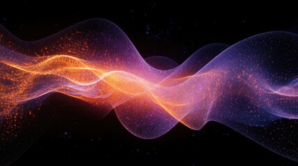 Fototapeta premium Mystical purple and orange nebula with glowing energy waves floating through the vast cosmic expanse