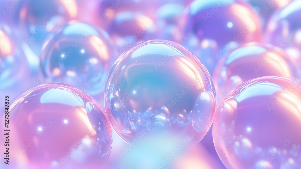 Aufkleber many colorful bubbles floating and reflecting light creating a dreamlike atmosphere