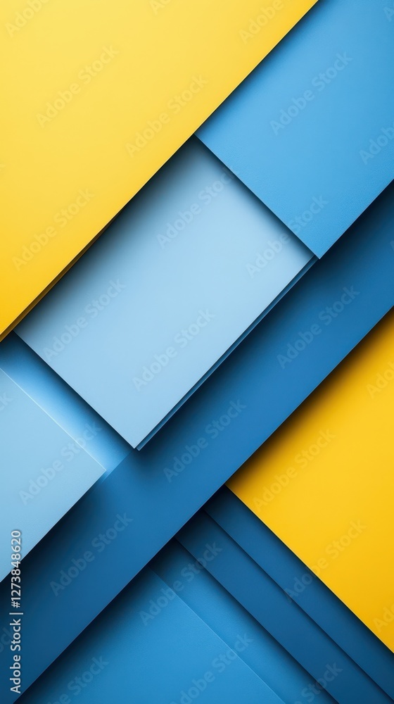Poster colorful geometric patterns create a dynamic visual with blue and yellow tones in a modern design se